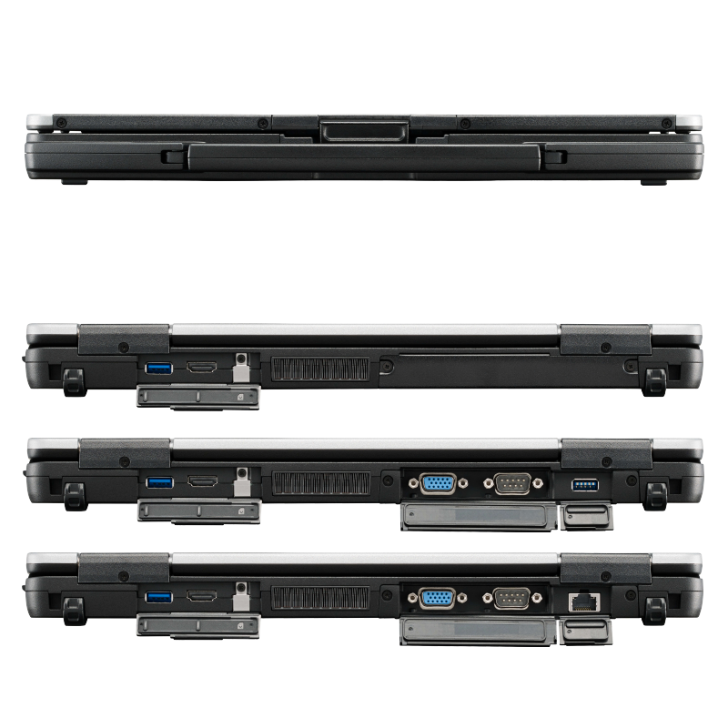 WIKISANTIA Toughbook FZ55-MK1 HD Toughbook FZ55 Full-HD - FZ55 HD assemblé sur mesure - Face avant et face arrière (baie modulaire arrière)